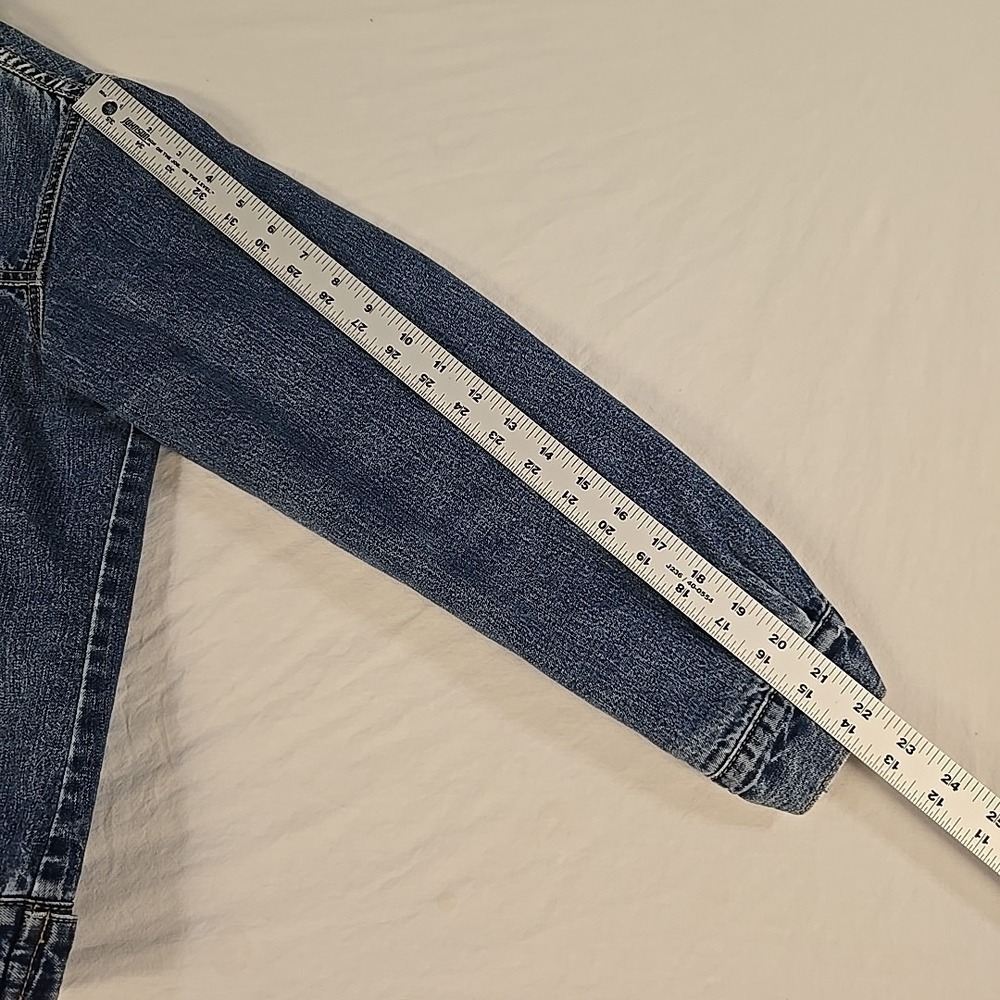 Vintage Old Navy Denim Trucker Jacket Size Medium Fleece Lined Faded Wash Y2K - Picture 11 of 16